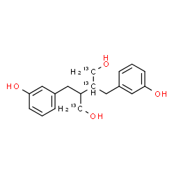 ChemSpider 2D Image | 2,3-Bis(3-hydroxybenzyl)-1,4-(1,2,4-~13~C_3_)butanediol | C1513C3H22O4
