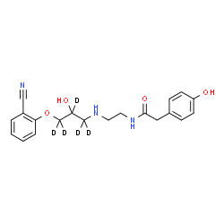 ChemSpider 2D Image | N-(2-{[3-(2-Cyanophenoxy)-2-hydroxy(~2~H_5_)propyl]amino}ethyl)-2-(4-hydroxyphenyl)acetamide | C20H18D5N3O4