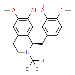 ChemSpider 2D Image | (1R)-1-(3-Hydroxy-4-methoxybenzyl)-6-methoxy-2-(~2~H_3_)methyl-1,2,3,4-tetrahydro-7-isoquinolinol | C19H20D3NO4