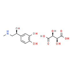 ChemSpider 2D Image | (2S,3S)-2,3-Dihydroxysuccinic acid - 4-[(1S)-1-hydroxy-2-(methylamino)ethyl]-1,2-benzenediol (1:1) | C13H19NO9
