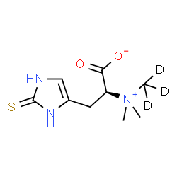 ChemSpider 2D Image | (2S)-2-{Dimethyl[(~2~H_3_)methyl]ammonio}-3-(2-thioxo-2,3-dihydro-1H-imidazol-4-yl)propanoate | C9H12D3N3O2S