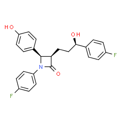ChemSpider 2D Image | (3R,4R)-1-(4-Fluorophenyl)-3-[(3R)-3-(4-fluorophenyl)-3-hydroxypropyl]-4-(4-hydroxyphenyl)-2-azetidinone | C24H21F2NO3