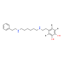 ChemSpider 2D Image | 4-[2-({6-[(2-Phenylethyl)amino]hexyl}amino)ethyl]-1,2-(~2~H_3_)benzenediol | C22H29D3N2O2
