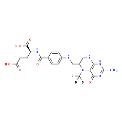ChemSpider 2D Image | N-[4-({[2-Amino-5-(~2~H_3_)methyl-4-oxo-1,4,5,6,7,8-hexahydro-6-pteridinyl]methyl}amino)benzoyl]-L-glutamic acid | C20H22D3N7O6