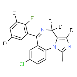 ChemSpider 2D Image | 8-Chloro-6-[2-fluoro(3,5-~2~H_2_)phenyl]-1-methyl(3,4,4-~2~H_3_)-4H-imidazo[1,5-a][1,4]benzodiazepine | C18H8D5ClFN3