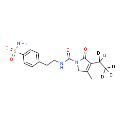 ChemSpider 2D Image | 3-(~2~H_5_)Ethyl-4-methyl-2-oxo-N-[2-(4-sulfamoylphenyl)ethyl]-2,5-dihydro-1H-pyrrole-1-carboxamide | C16H16D5N3O4S