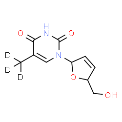 ChemSpider 2D Image | 1-[5-(Hydroxymethyl)-2,5-dihydro-2-furanyl]-5-(~2~H_3_)methyl-2,4(1H,3H)-pyrimidinedione | C10H9D3N2O4