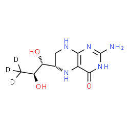 ChemSpider 2D Image | (6S)-2-Amino-6-[(1R,2S)-1,2-dihydroxy(3,3,3-~2~H_3_)propyl]-5,6,7,8-tetrahydro-4(3H)-pteridinone | C9H12D3N5O3