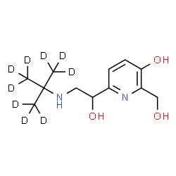 ChemSpider 2D Image | 2-(Hydroxymethyl)-6-(1-hydroxy-2-{[2-(~2~H_3_)methyl(~2~H_6_)-2-propanyl]amino}ethyl)-3-pyridinol | C12H11D9N2O3