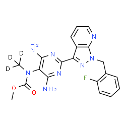 ChemSpider 2D Image | Methyl {4,6-diamino-2-[1-(2-fluorobenzyl)-1H-pyrazolo[3,4-b]pyridin-3-yl]-5-pyrimidinyl}(~2~H_3_)methylcarbamate | C20H16D3FN8O2