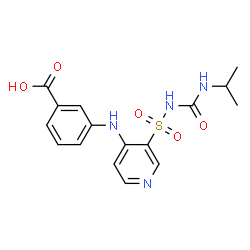 ChemSpider 2D Image | 3-({3-[(Isopropylcarbamoyl)sulfamoyl]-4-pyridinyl}amino)benzoic acid | C16H18N4O5S