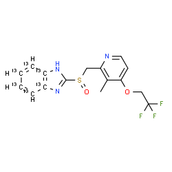 ChemSpider 2D Image | 2-({[3-Methyl-4-(2,2,2-trifluoroethoxy)-2-pyridinyl]methyl}sulfinyl)(3a,4,5,6,7,7a-~13~C_6_)-1H-benzimidazole | C1013C6H14F3N3O2S