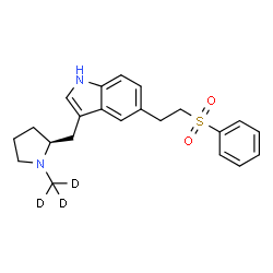 ChemSpider 2D Image | 3-{[(2S)-1-(~2~H_3_)Methyl-2-pyrrolidinyl]methyl}-5-[2-(phenylsulfonyl)ethyl]-1H-indole | C22H23D3N2O2S
