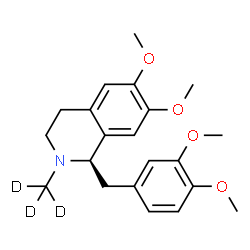 ChemSpider 2D Image | (1R)-1-(3,4-Dimethoxybenzyl)-6,7-dimethoxy-2-(~2~H_3_)methyl-1,2,3,4-tetrahydroisoquinoline | C21H24D3NO4