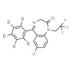 ChemSpider 2D Image | 7-Chloro-5-(~2~H_5_)phenyl-1-(2,2,2-trifluoroethyl)-1,3-dihydro-2H-1,4-benzodiazepin-2-one | C17H7D5ClF3N2O