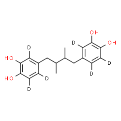ChemSpider 2D Image | 4,4'-(2,3-Dimethyl-1,4-butanediyl)di[1,2-(~2~H_3_)benzenediol] | C18H16D6O4
