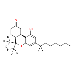 ChemSpider 2D Image | (6aS,10aR)-1-Hydroxy-6,6-bis[(~2~H_3_)methyl]-3-(2-methyl-2-octanyl)-6,6a,7,8,10,10a-hexahydro-9H-benzo[c]chromen-9-one | C24H30D6O3