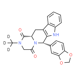 ChemSpider 2D Image | (6S,12aS)-6-(1,3-Benzodioxol-5-yl)-2-(~2~H_3_)methyl-2,3,6,7,12,12a-hexahydropyrazino[1',2':1,6]pyrido[3,4-b]indole-1,4-dione | C22H16D3N3O4