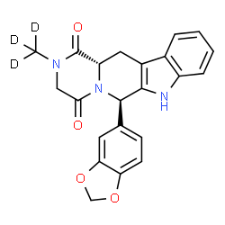 ChemSpider 2D Image | (6R,12aS)-6-(1,3-Benzodioxol-5-yl)-2-(~2~H_3_)methyl-2,3,6,7,12,12a-hexahydropyrazino[1',2':1,6]pyrido[3,4-b]indole-1,4-dione | C22H16D3N3O4