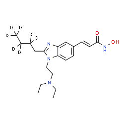 ChemSpider 2D Image | (2E)-3-{2-[(2,2,3,3,4,4,4-~2~H_7_)Butyl]-1-[2-(diethylamino)ethyl]-1H-benzimidazol-5-yl}-N-hydroxyacrylamide | C20H23D7N4O2