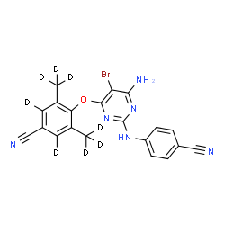 ChemSpider 2D Image | 4-({6-Amino-5-bromo-2-[(4-cyanophenyl)amino]-4-pyrimidinyl}oxy)-3,5-bis[(~2~H_3_)methyl](~2~H_2_)benzonitrile | C20H7D8BrN6O