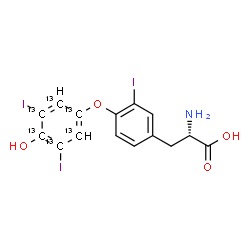 ChemSpider 2D Image | O-[4-Hydroxy-3,5-diiodo(~13~C_6_)phenyl]-3-iodo-L-tyrosine | C913C6H12I3NO4