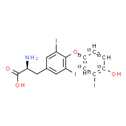 ChemSpider 2D Image | O-[4-Hydroxy-3-iodo(~13~C_6_)phenyl]-3,5-diiodo-L-tyrosine | C913C6H12I3NO4