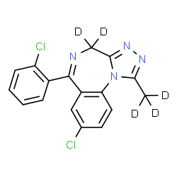 ChemSpider 2D Image | 8-Chloro-6-(2-chlorophenyl)-1-(~2~H_3_)methyl(4,4-~2~H_2_)-4H-[1,2,4]triazolo[4,3-a][1,4]benzodiazepine | C17H7D5Cl2N4