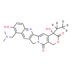 ChemSpider 2D Image | (4S)-10-[(Dimethylamino)methyl]-4-(~2~H_5_)ethyl-4,9-dihydroxy-1H-pyrano[3',4':6,7]indolizino[1,2-b]quinoline-3,14(4H,12H)-dione | C23H18D5N3O5