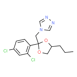 ChemSpider 2D Image | 4-{[2-(2,4-Dichlorophenyl)-4-propyl-1,3-dioxolan-2-yl]methyl}-4H-1,2,4-triazole | C15H17Cl2N3O2