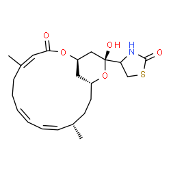 ChemSpider 2D Image | 4-[(1R,4Z,8Z,10Z,12S,15R,17R)-17-Hydroxy-5,12-dimethyl-3-oxo-2,16-dioxabicyclo[13.3.1]nonadeca-4,8,10-trien-17-yl]-1,3-thiazolidin-2-one | C22H31NO5S