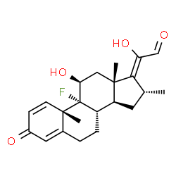 ChemSpider 2D Image | (11beta,16alpha,17Z)-9-Fluoro-11,20-dihydroxy-16-methyl-3-oxopregna-1,4,17-trien-21-al | C22H27FO4