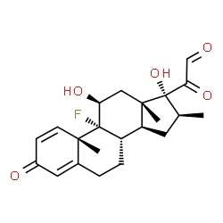 ChemSpider 2D Image | (11beta,16beta)-9-Fluoro-11,17-dihydroxy-16-methyl-3,20-dioxopregna-1,4-dien-21-al | C22H27FO5