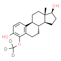 ChemSpider 2D Image | (17beta)-4-[(~2~H_3_)Methyloxy]estra-1,3,5(10)-triene-3,17-diol | C19H23D3O3