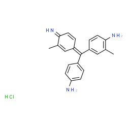ChemSpider 2D Image | 4-[(E)-(4-Aminophenyl)(4-imino-3-methyl-2,5-cyclohexadien-1-ylidene)methyl]-2-methylaniline hydrochloride (1:1) | C21H22ClN3