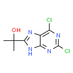 ChemSpider 2D Image | 2-(2,6-Dichloro-9H-purin-8-yl)-2-propanol | C8H8Cl2N4O