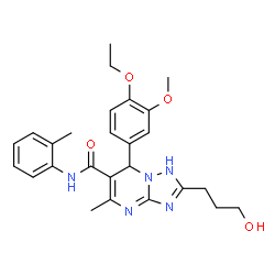 ChemSpider 2D Image | 7-(4-Ethoxy-3-methoxyphenyl)-2-(3-hydroxypropyl)-5-methyl-N-(2-methylphenyl)-1,7-dihydro[1,2,4]triazolo[1,5-a]pyrimidine-6-carboxamide | C26H31N5O4