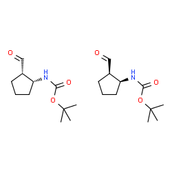 ChemSpider 2D Image | 2-Methyl-2-propanyl [(1R,2S)-2-formylcyclopentyl]carbamate - 2-methyl-2-propanyl [(1S,2R)-2-formylcyclopentyl]carbamate (1:1) | C22H38N2O6