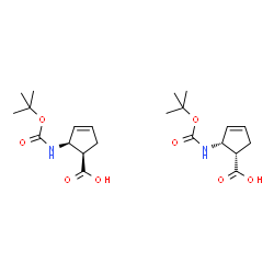 ChemSpider 2D Image | (1R,2S)-2-({[(2-Methyl-2-propanyl)oxy]carbonyl}amino)-3-cyclopentene-1-carboxylic acid - (1S,2R)-2-({[(2-methyl-2-propanyl)oxy]carbonyl}amino)-3-cyclopentene-1-carboxylic acid (1:1) | C22H34N2O8