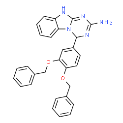 ChemSpider 2D Image | 4-[3,4-Bis(benzyloxy)phenyl]-4,10-dihydro[1,3,5]triazino[1,2-a]benzimidazol-2-amine | C29H25N5O2