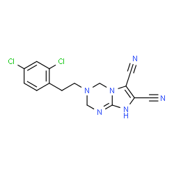 ChemSpider 2D Image | 3-[2-(2,4-Dichlorophenyl)ethyl]-2,3,4,8-tetrahydroimidazo[1,2-a][1,3,5]triazine-6,7-dicarbonitrile | C15H12Cl2N6