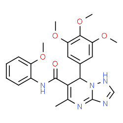 ChemSpider 2D Image | N-(2-Methoxyphenyl)-5-methyl-7-(3,4,5-trimethoxyphenyl)-1,7-dihydro[1,2,4]triazolo[1,5-a]pyrimidine-6-carboxamide | C23H25N5O5