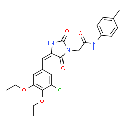 ChemSpider 2D Image | 2-[(4E)-4-(3-Chloro-4,5-diethoxybenzylidene)-2,5-dioxo-1-imidazolidinyl]-N-(4-methylphenyl)acetamide | C23H24ClN3O5
