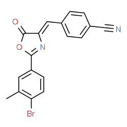 ChemSpider 2D Image | 4-{(Z)-[2-(4-Bromo-3-methylphenyl)-5-oxo-1,3-oxazol-4(5H)-ylidene]methyl}benzonitrile | C18H11BrN2O2