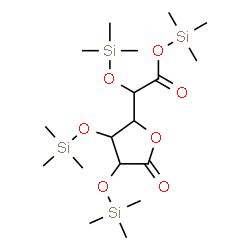 ChemSpider 2D Image | Trimethylsilyl {5-oxo-3,4-bis[(trimethylsilyl)oxy]tetrahydro-2-furanyl}[(trimethylsilyl)oxy]acetate | C18H40O7Si4