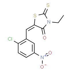 ChemSpider 2D Image | (5E)-5-(2-Chloro-5-nitrobenzylidene)-3-ethyl-2-thioxo-1,3-thiazolidin-4-one | C12H9ClN2O3S2