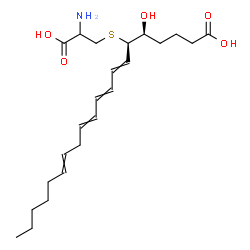 ChemSpider 2D Image | (5S,6R)-6-[(2-Amino-2-carboxyethyl)sulfanyl]-5-hydroxy-7,9,11,14-icosatetraenoic acid | C23H37NO5S