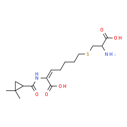 ChemSpider 2D Image | (2E)-7-[(2-Amino-2-carboxyethyl)sulfanyl]-2-{[(2,2-dimethylcyclopropyl)carbonyl]amino}-2-heptenoic acid | C16H26N2O5S