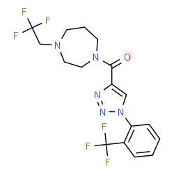 ChemSpider 2D Image | [4-(2,2,2-Trifluoroethyl)-1,4-diazepan-1-yl]{1-[2-(trifluoromethyl)phenyl]-1H-1,2,3-triazol-4-yl}methanone | C17H17F6N5O