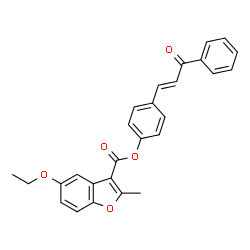 ChemSpider 2D Image | 4-[(1E)-3-Oxo-3-phenyl-1-propen-1-yl]phenyl 5-ethoxy-2-methyl-1-benzofuran-3-carboxylate | C27H22O5